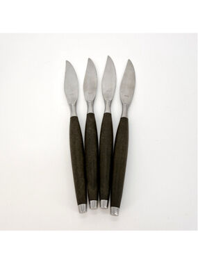 Vintage MCM Scandinavian Knives Cutlery Set Silver & Black Stainless Steel Japan